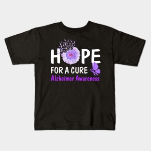 Hope For A Cure Alzheimer's Awareness Flower Gift Kids T-Shirt